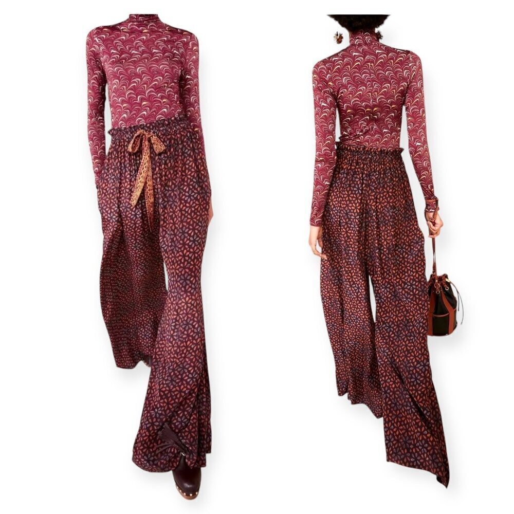 Ulla Johnson Rilie Pants‎ in Agate, Silk, Size 2,  Brown multi, New with tag